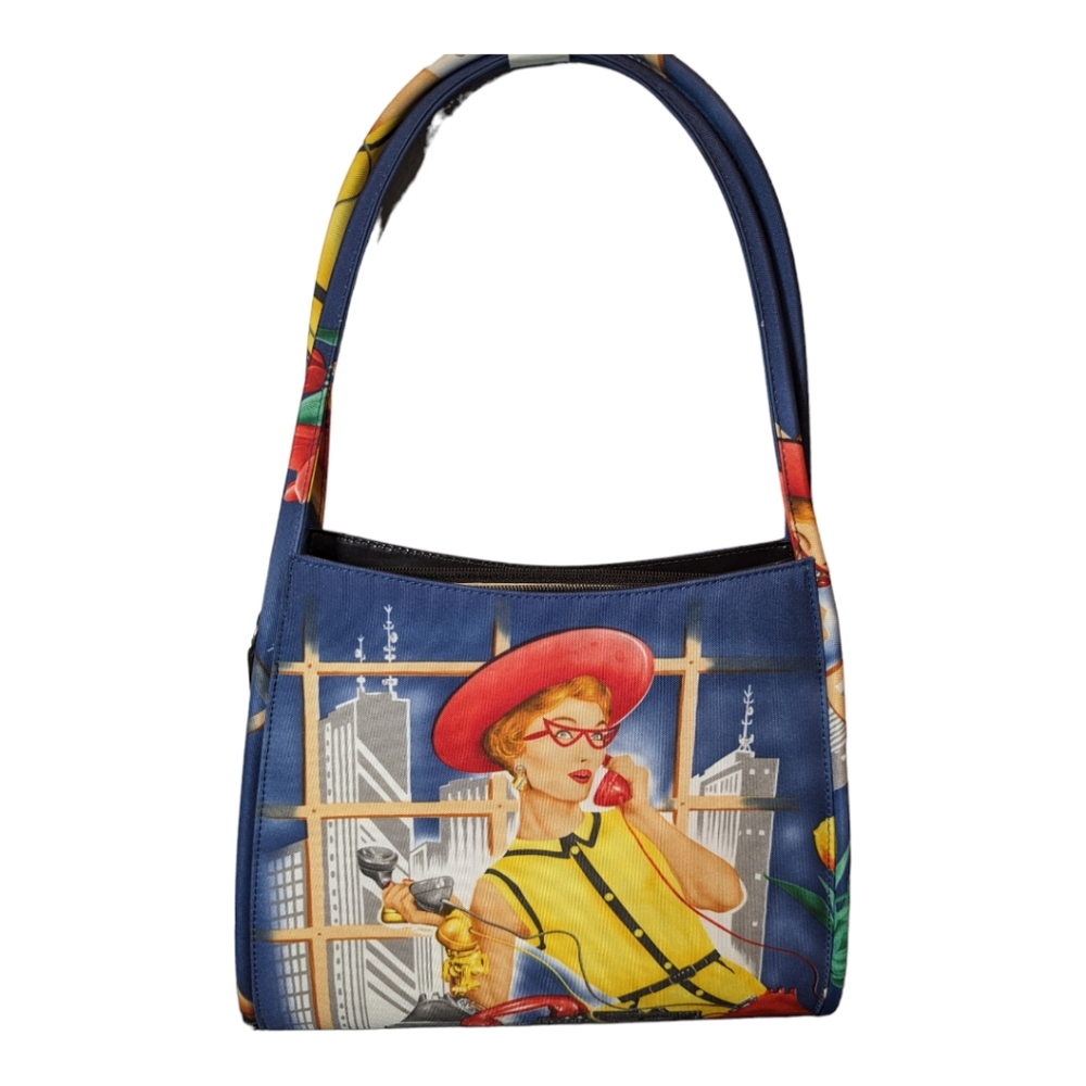 Handbag Purse Beaded Graphic 1950s Lady Talking On The Phone